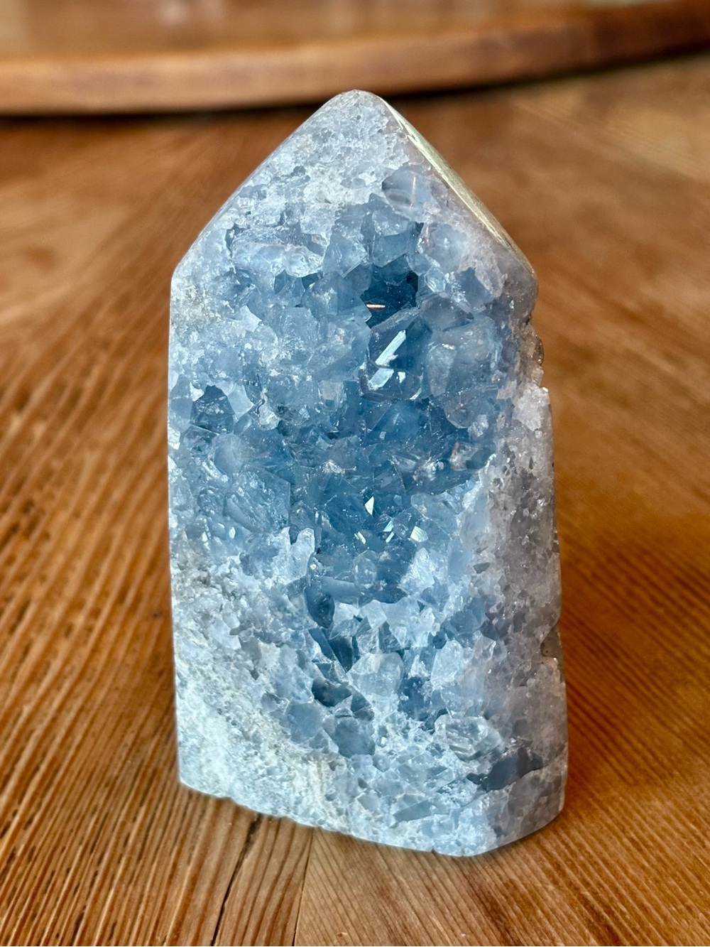 Celestite Druzy Geode Tower – Double-Sided Crystal Cavity 817g